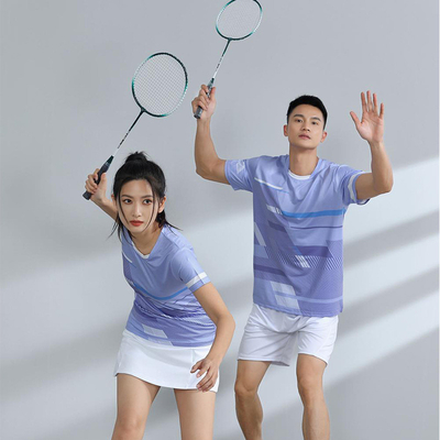 주문 스포츠복 여자 및 남자 배드민턴 훈련복 풀 프린트 티셔츠 online manufacture