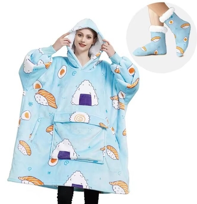 2Pcs 사용자 지정 로고 플러스 사이즈 후디 담요 성인 크리스마스 선물